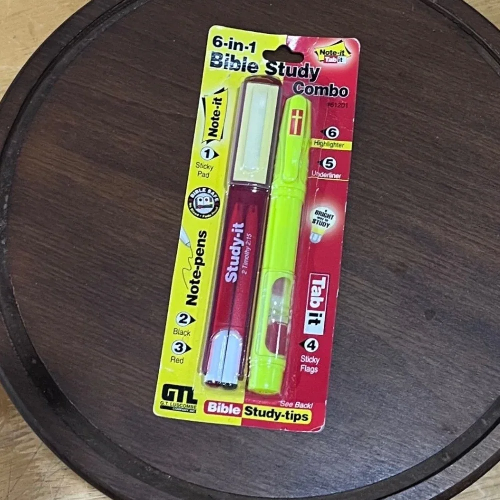 G.T. Luscombe 6-in-1 Bible Study Combo Pen Highlighter‎ Sticky Notes Vtg 61201